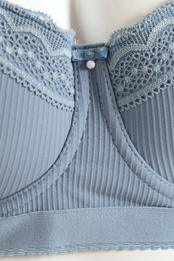 2 Pack Ribbed Balconette Bra - Blue/White