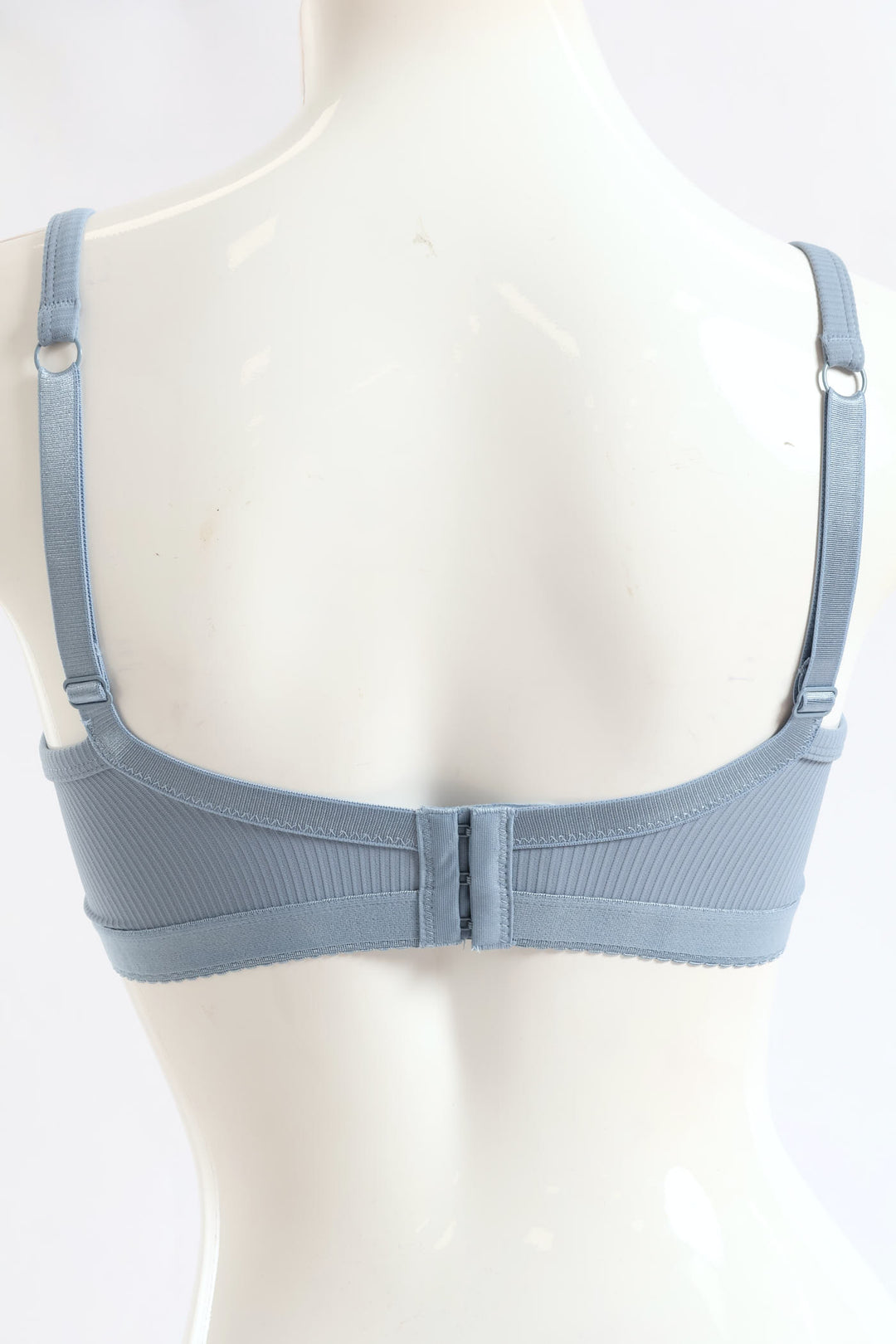 2 Pack Ribbed Balconette Bra - Blue/White