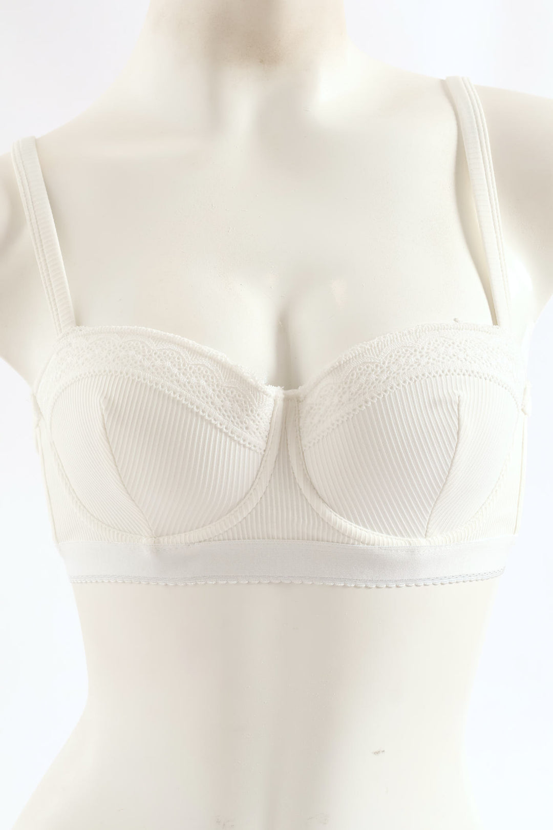 2 Pack Ribbed Balconette Bra - Blue/White