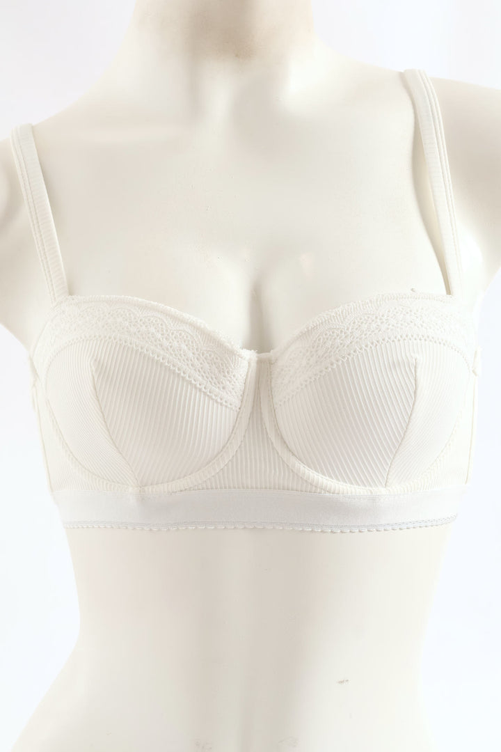 2 Pack Ribbed Balconette Bra - Blue/White