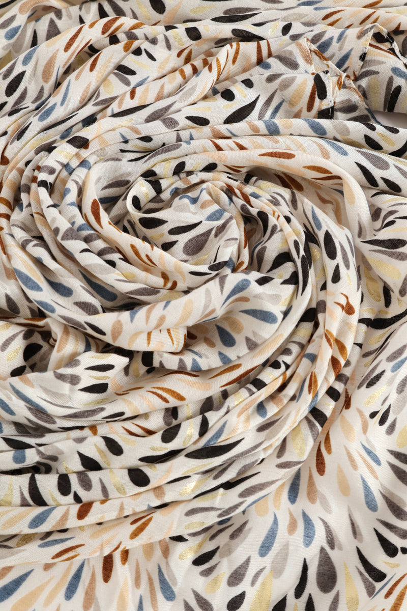 Geo Print Gold Foil Scarf - Navy