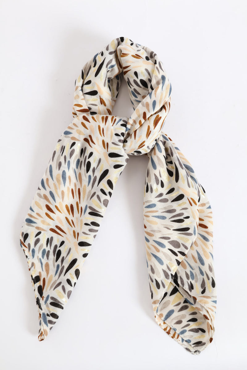 Geo Print Gold Foil Scarf - Navy