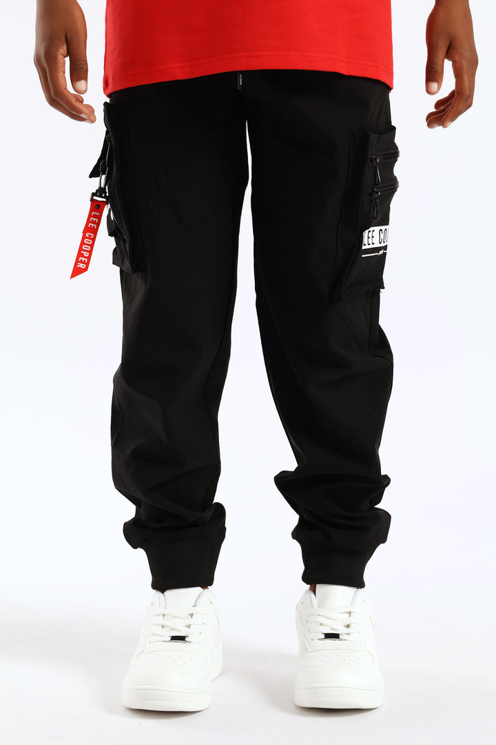 Boys Helios Nylon Cargo Pants - Black