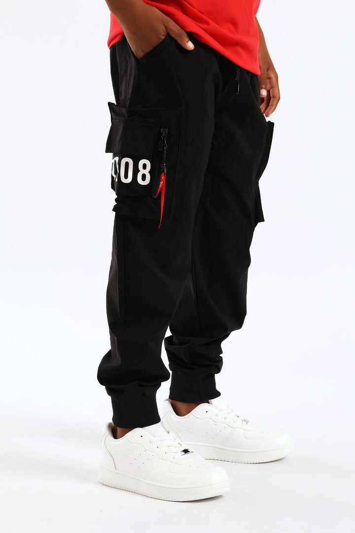 Boys Helios Nylon Cargo Pants - Black