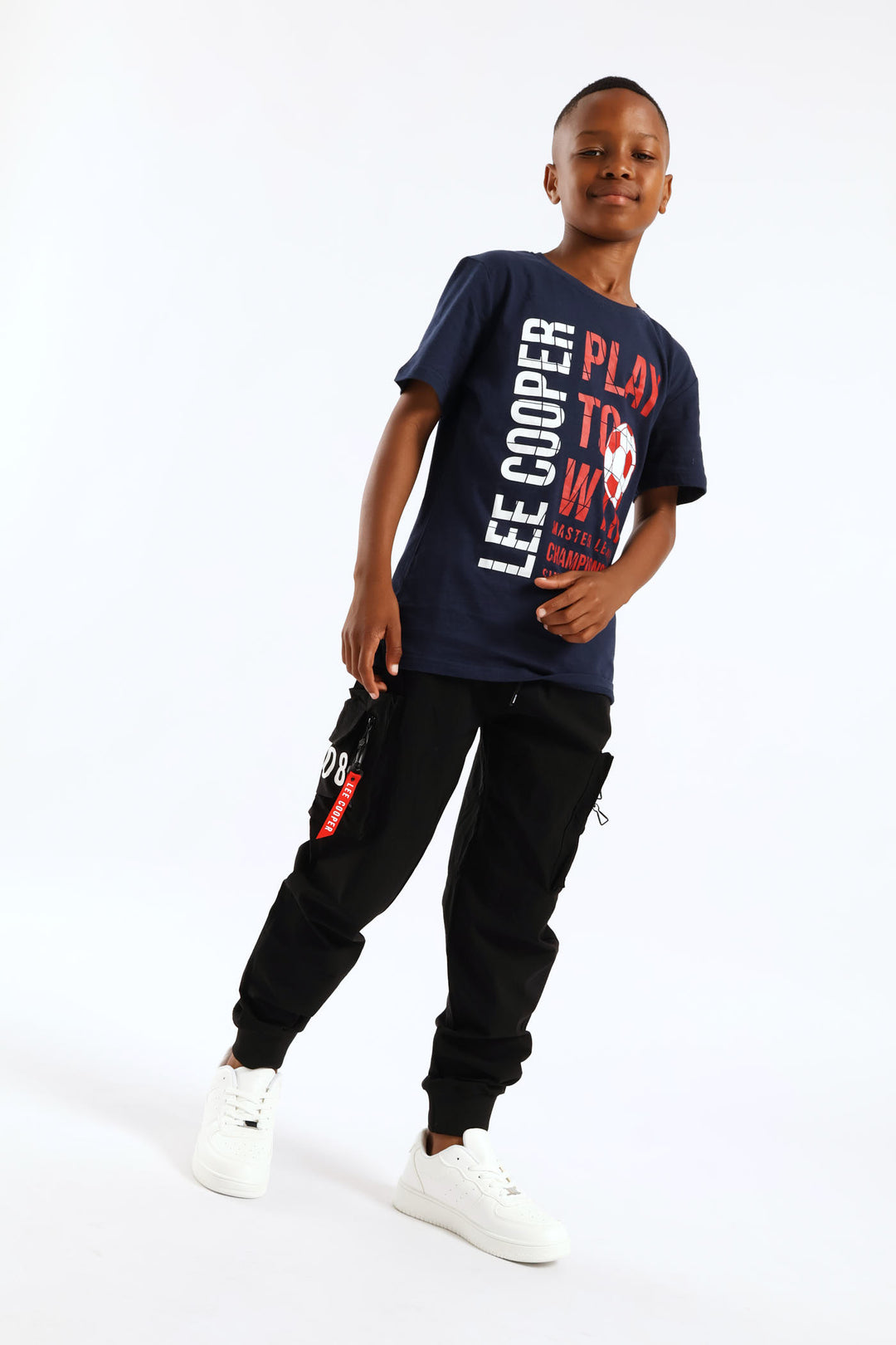Boys Brandon Soccer Print T-Shirt - Navy