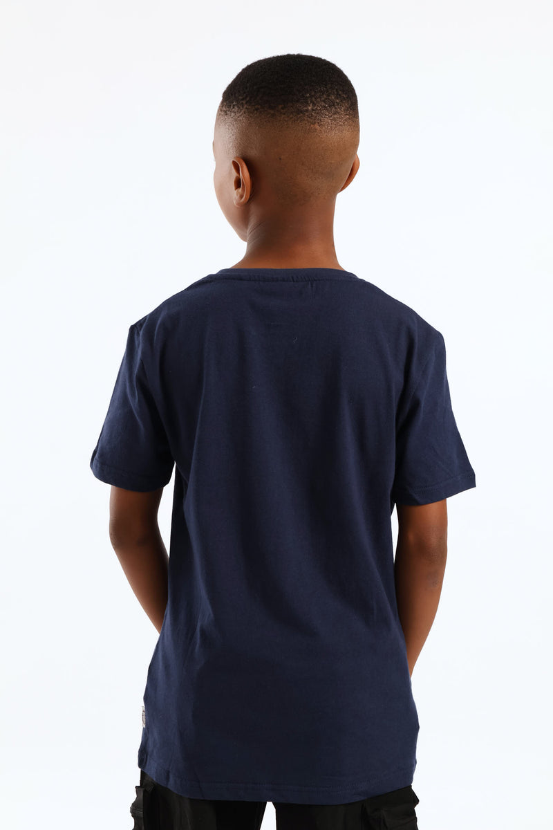 Boys Brandon Soccer Print T-Shirt - Navy