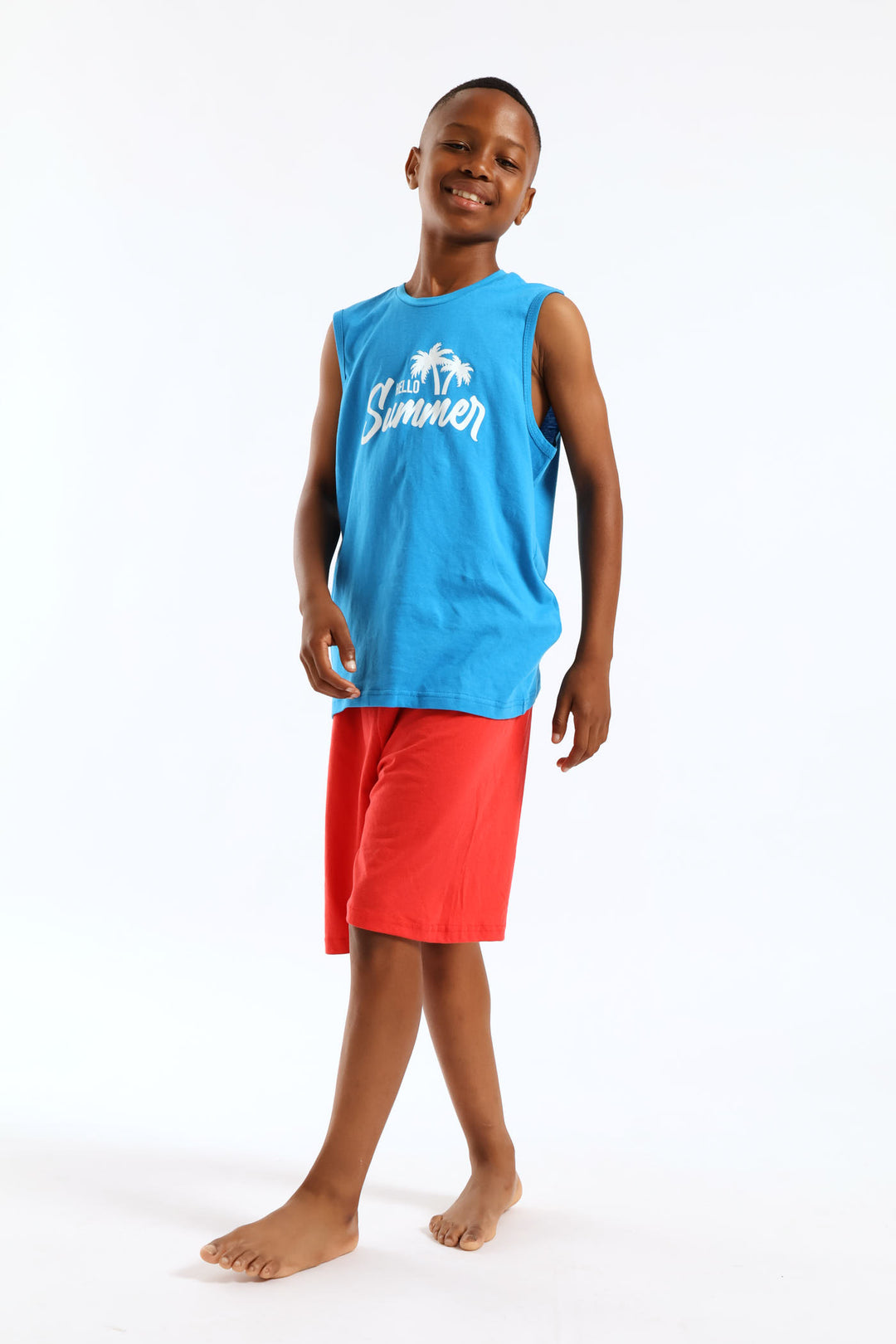 Boys Hello Summer Sleeveless Sleep Set - Blue