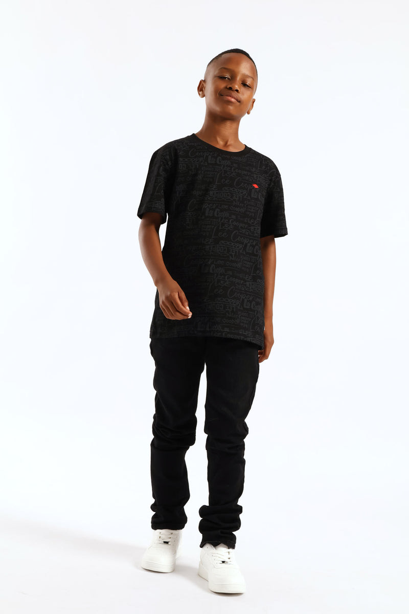 Boys Rashid Print T-Shirt - Black