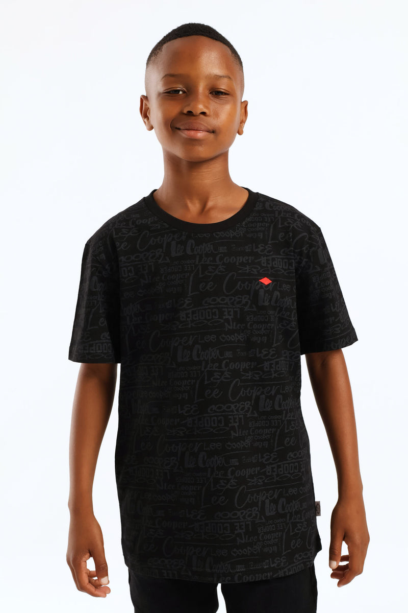 Boys Rashid Print T-Shirt - Black