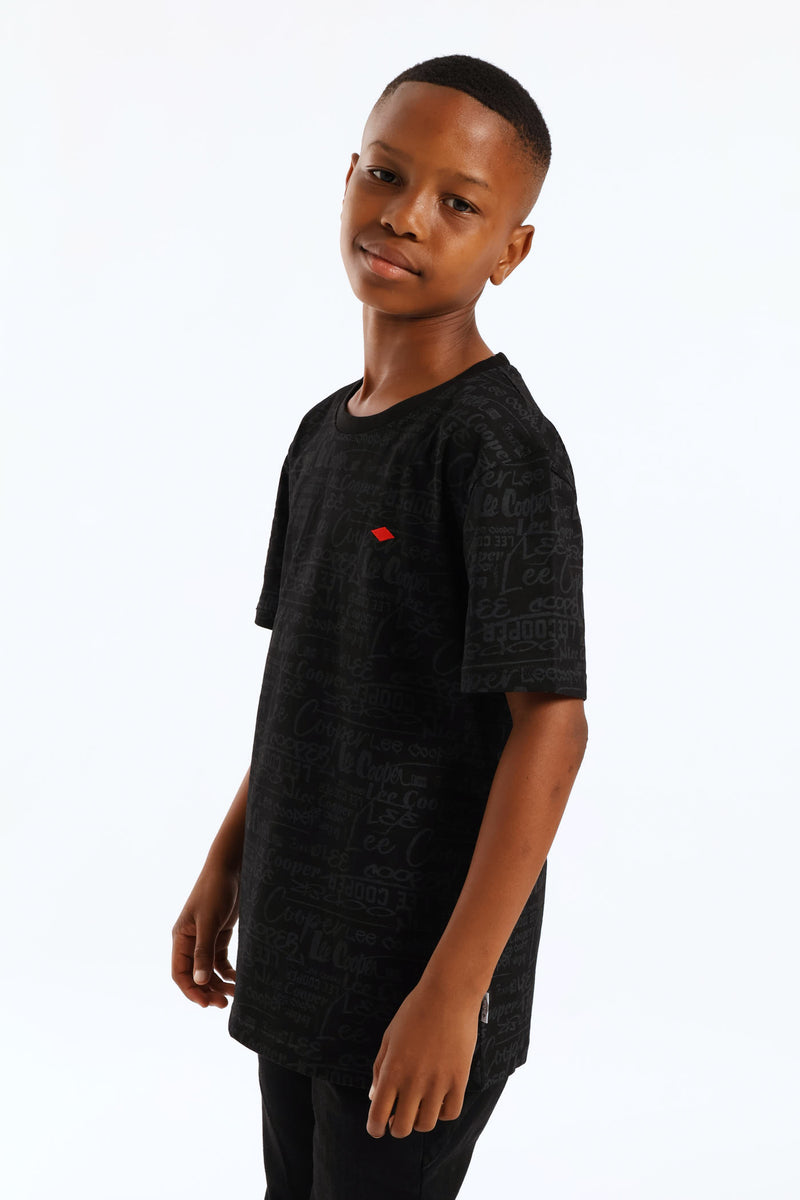 Boys Rashid Print T-Shirt - Black