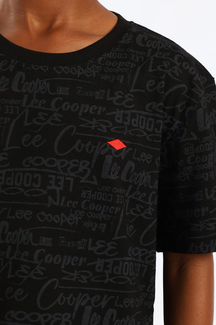 Boys Rashid Print T-Shirt - Black