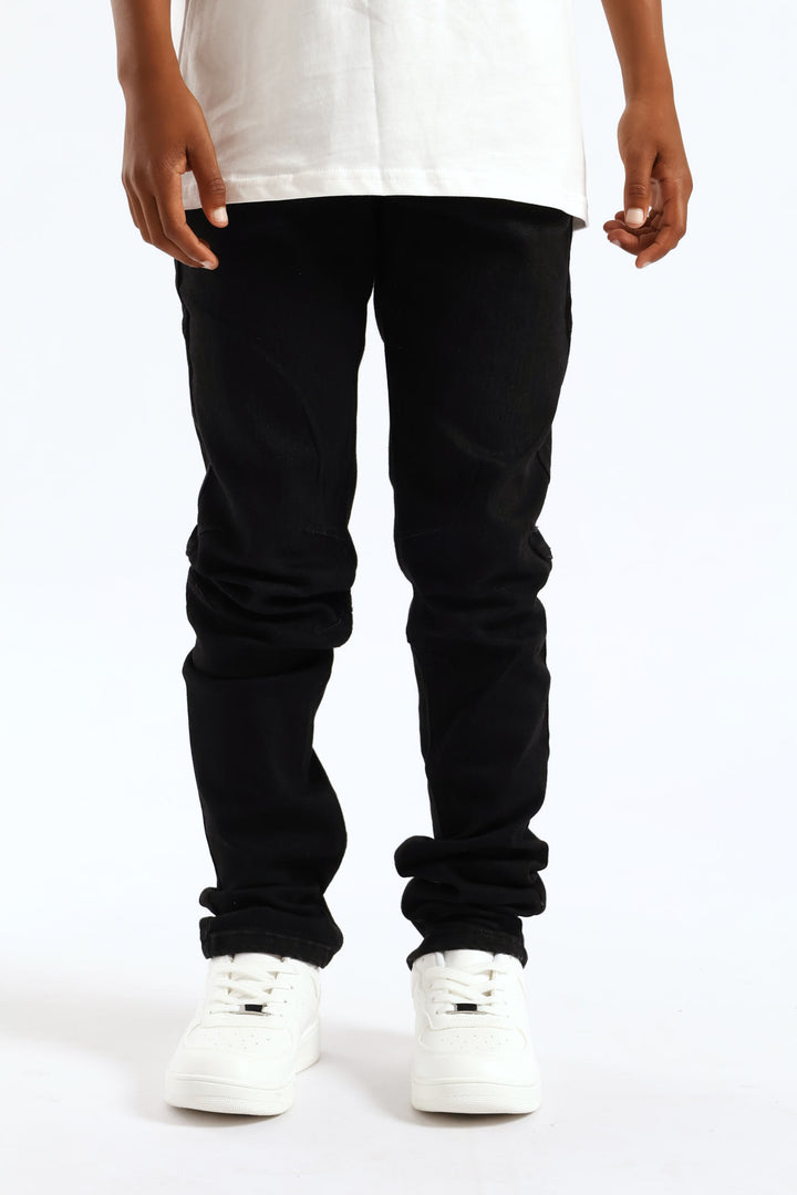 Boys Biker Skinny Jeans - Charcoal