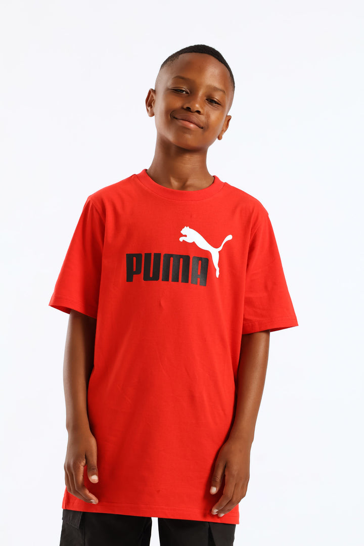 Boys Essential Two Tone No.1 Logo For All Time Tee - Red