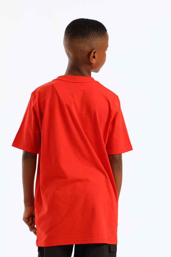 Boys Essential Two Tone No.1 Logo For All Time Tee - Red