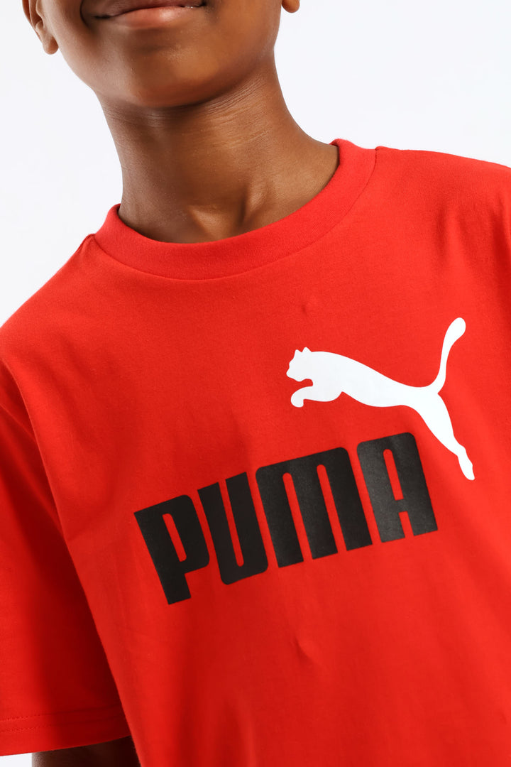 Boys Essential Two Tone No.1 Logo For All Time Tee - Red