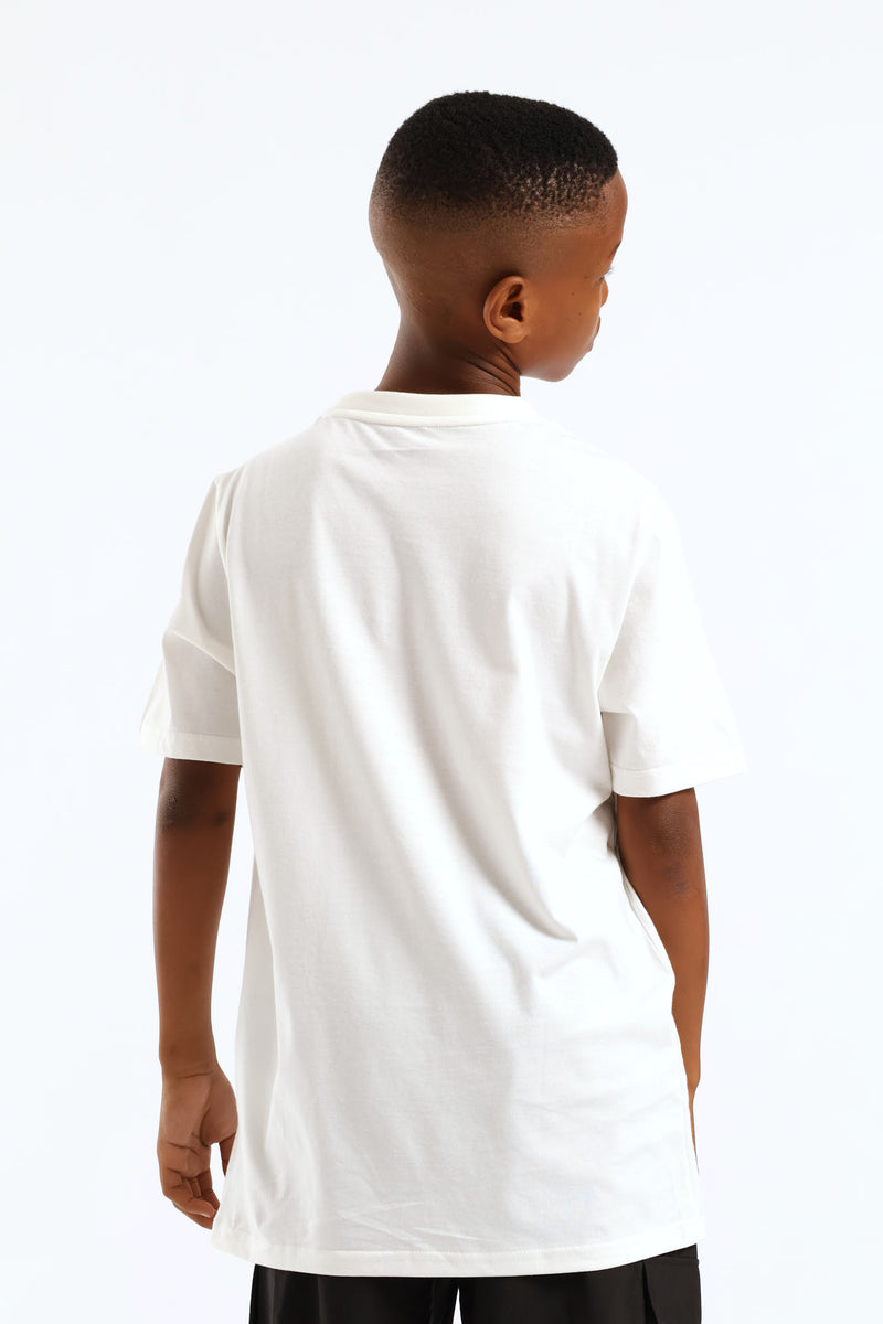 Boys Shoe Print Tee - White