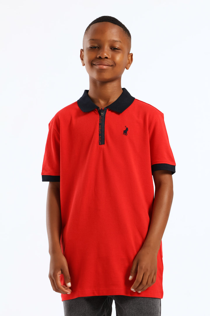 Boys Dawson Quarter Zip Golfer - Red