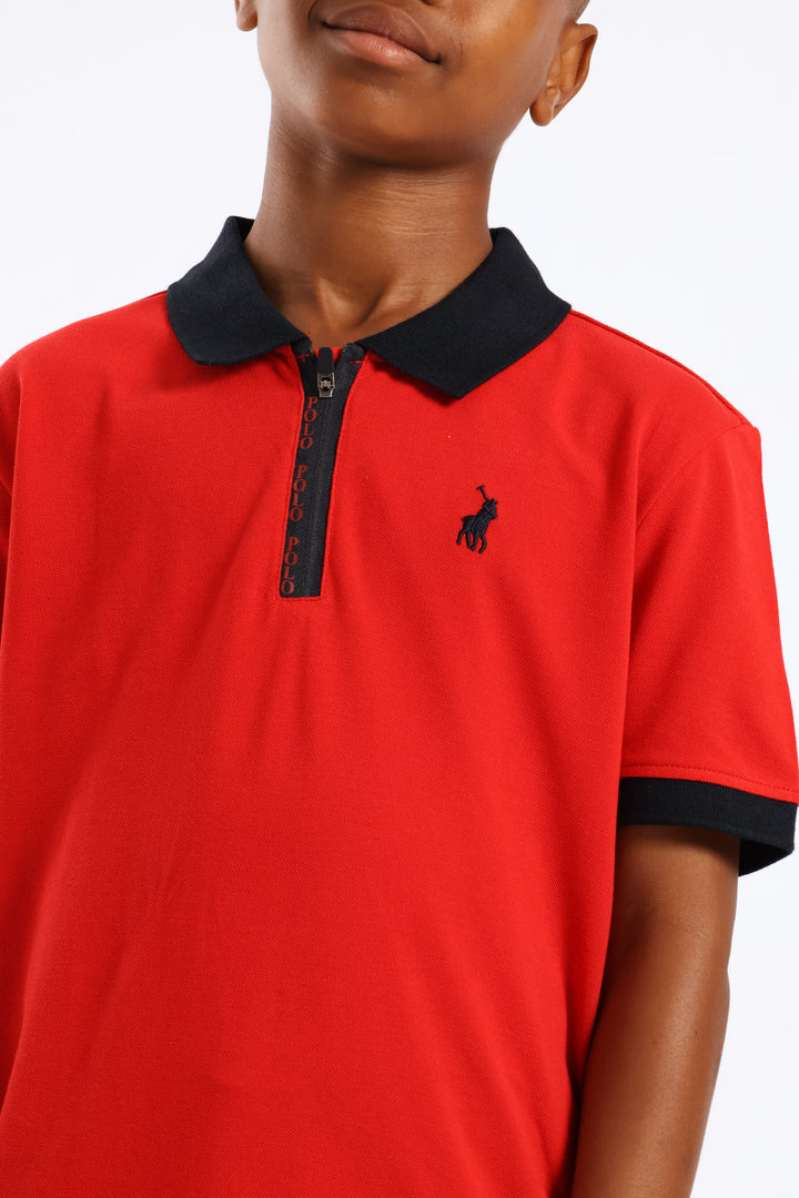 Boys Dawson Quarter Zip Golfer - Red