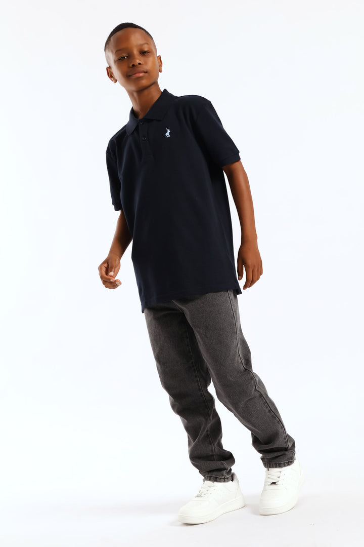 Boys Preston Back Tape Golfer - Navy