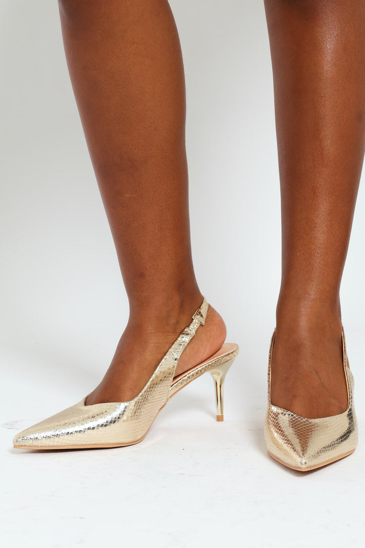 Slingback Kitten Heel - Gold
