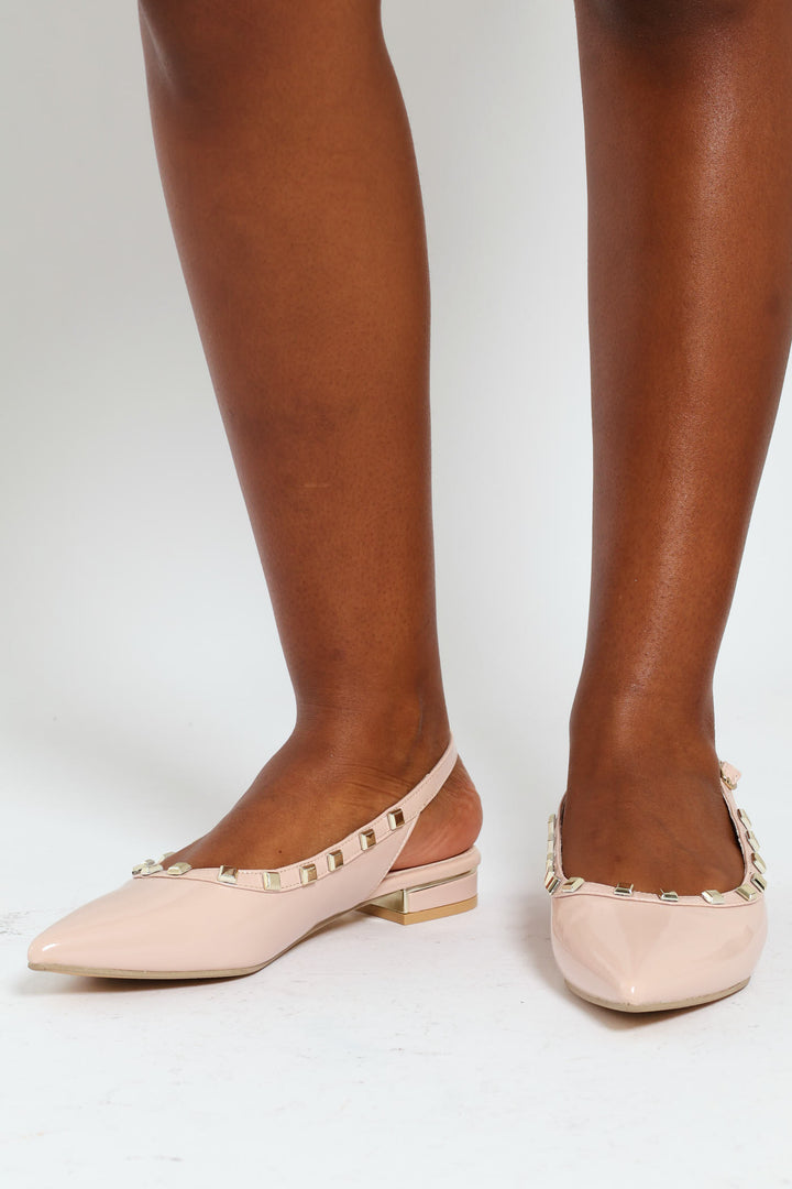 Point Studded Slingblack Loafer - Nude