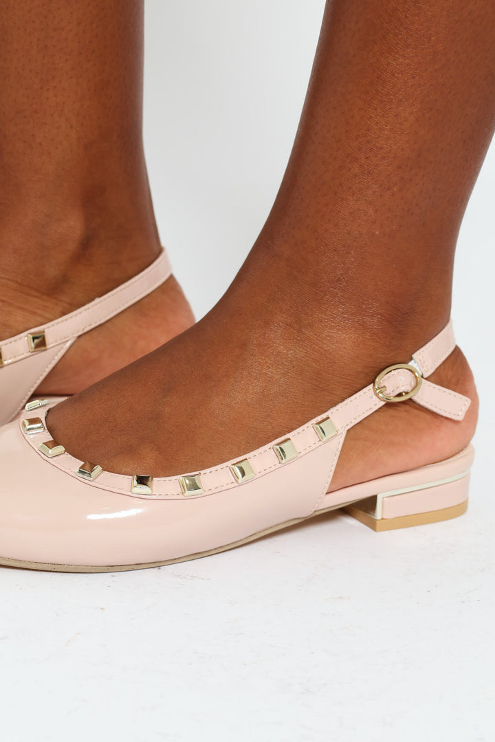 Point Studded Slingblack Loafer - Nude