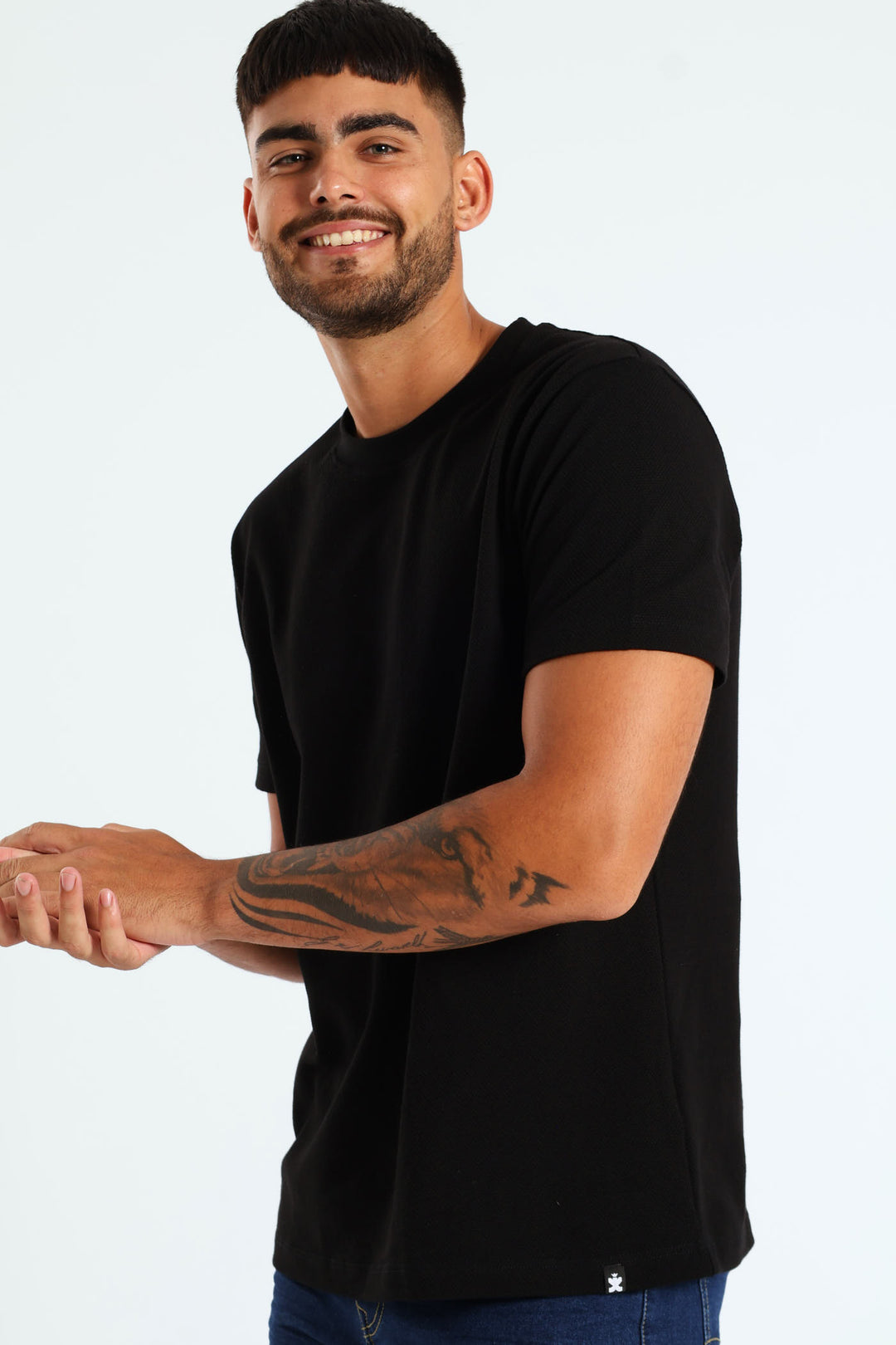 Waffle Crew Tee - Black