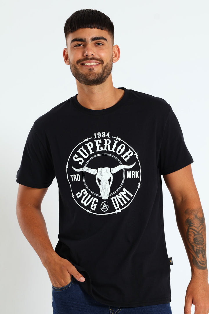 Basic Print T-Shirt - Black