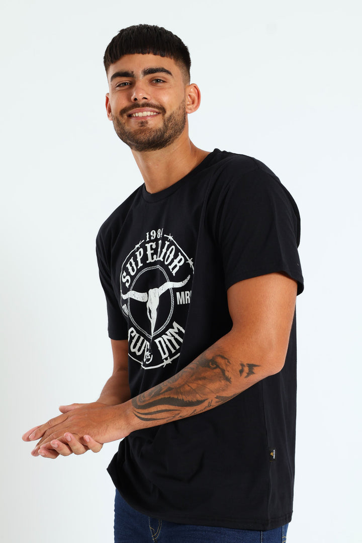 Basic Print T-Shirt - Black