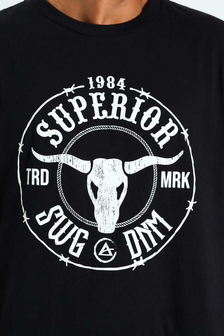 Basic Print T-Shirt - Black
