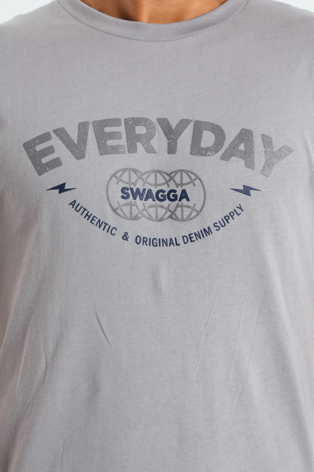 Basic Print T-Shirt - Light Grey