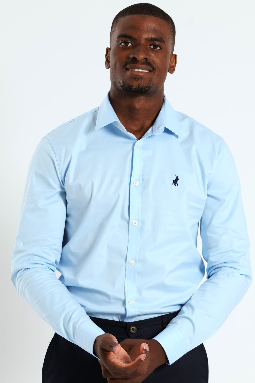 Christian Long Sleeve Slim Fit Strtch Shirt - Light Blue