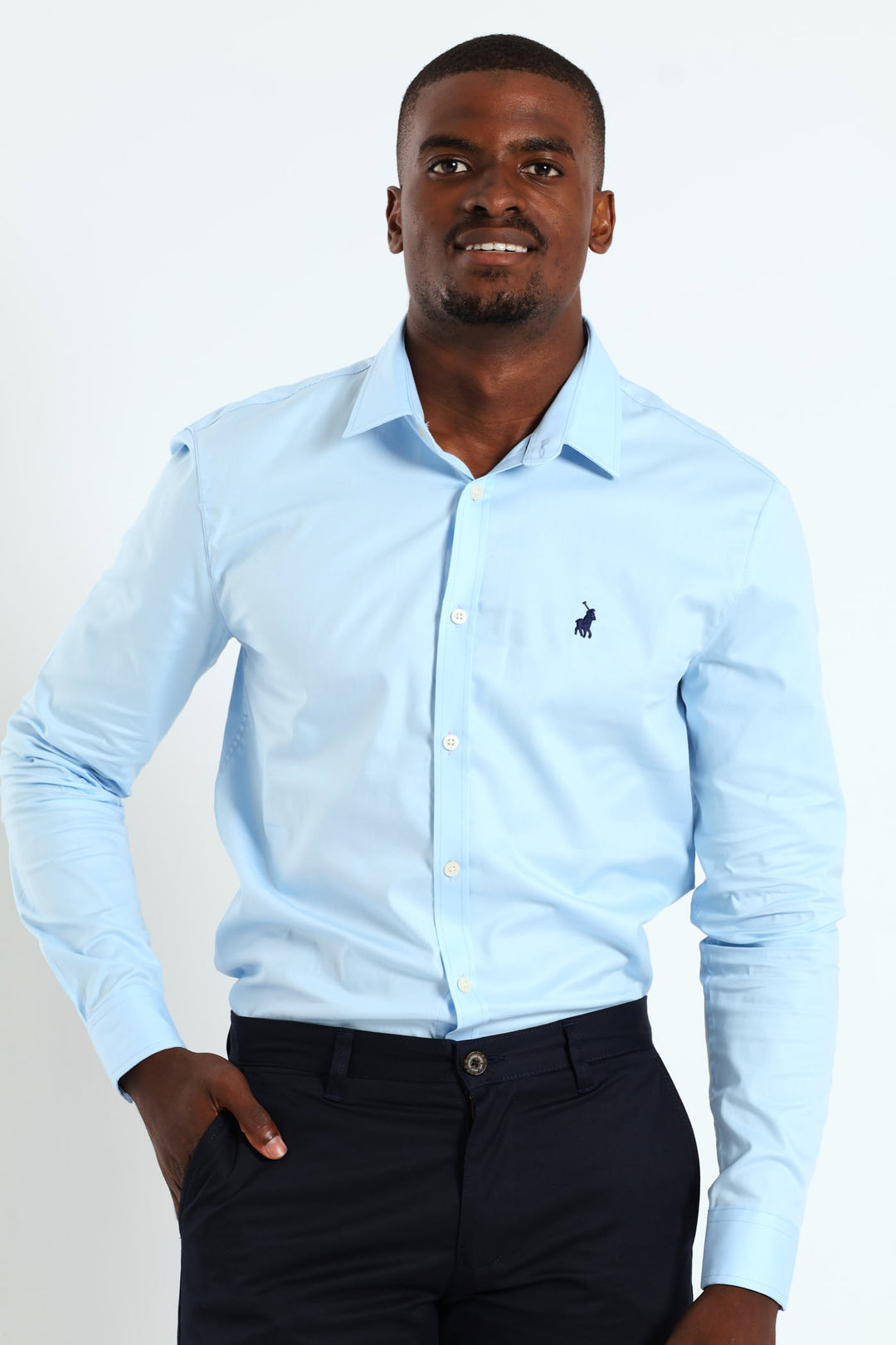 Christian Long Sleeve Slim Fit Strtch Shirt - Light Blue