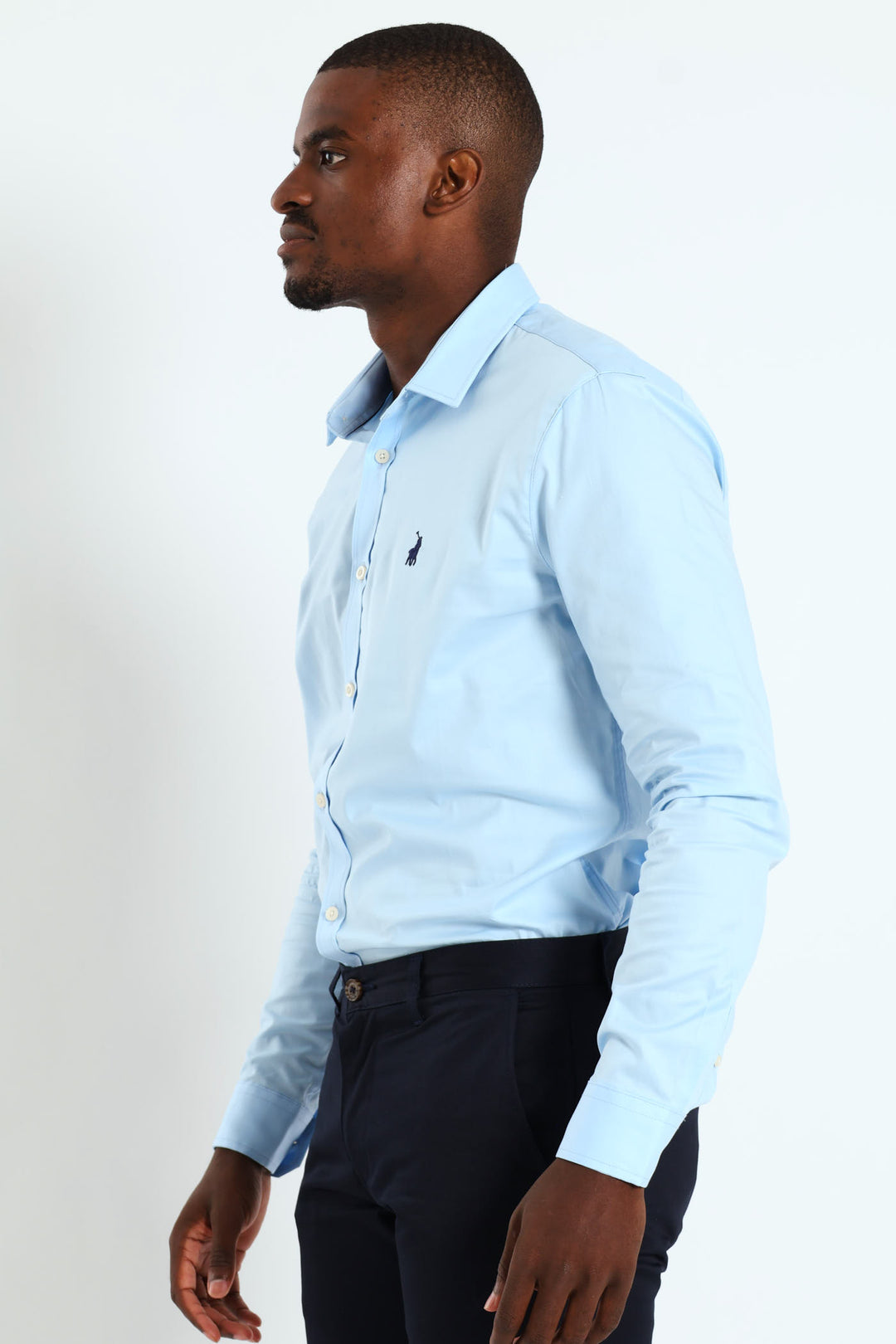 Christian Long Sleeve Slim Fit Strtch Shirt - Light Blue