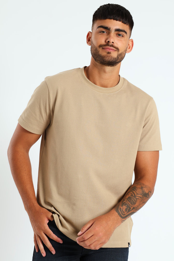 Waffle Crew Tee - Taupe