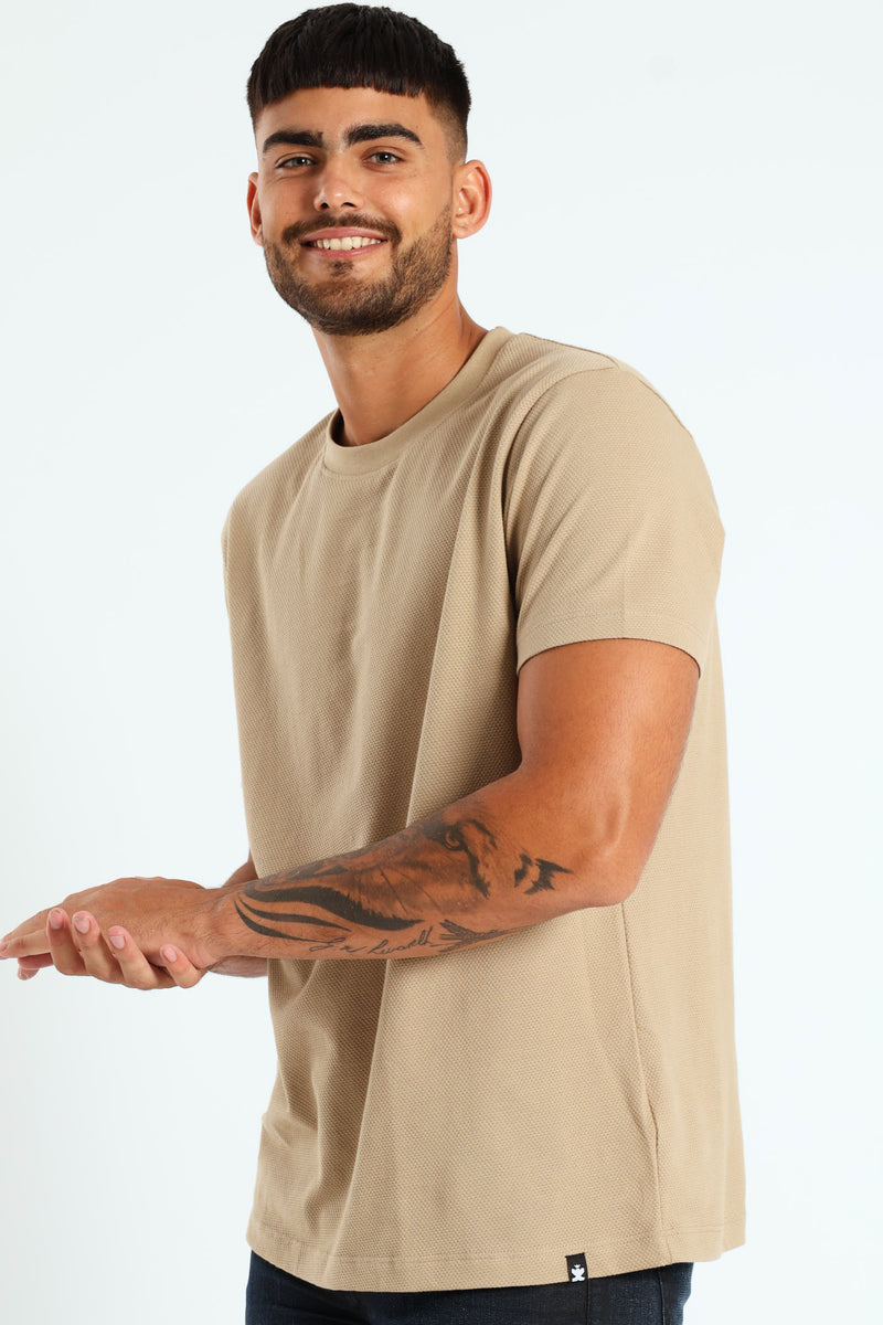 Waffle Crew Tee - Taupe