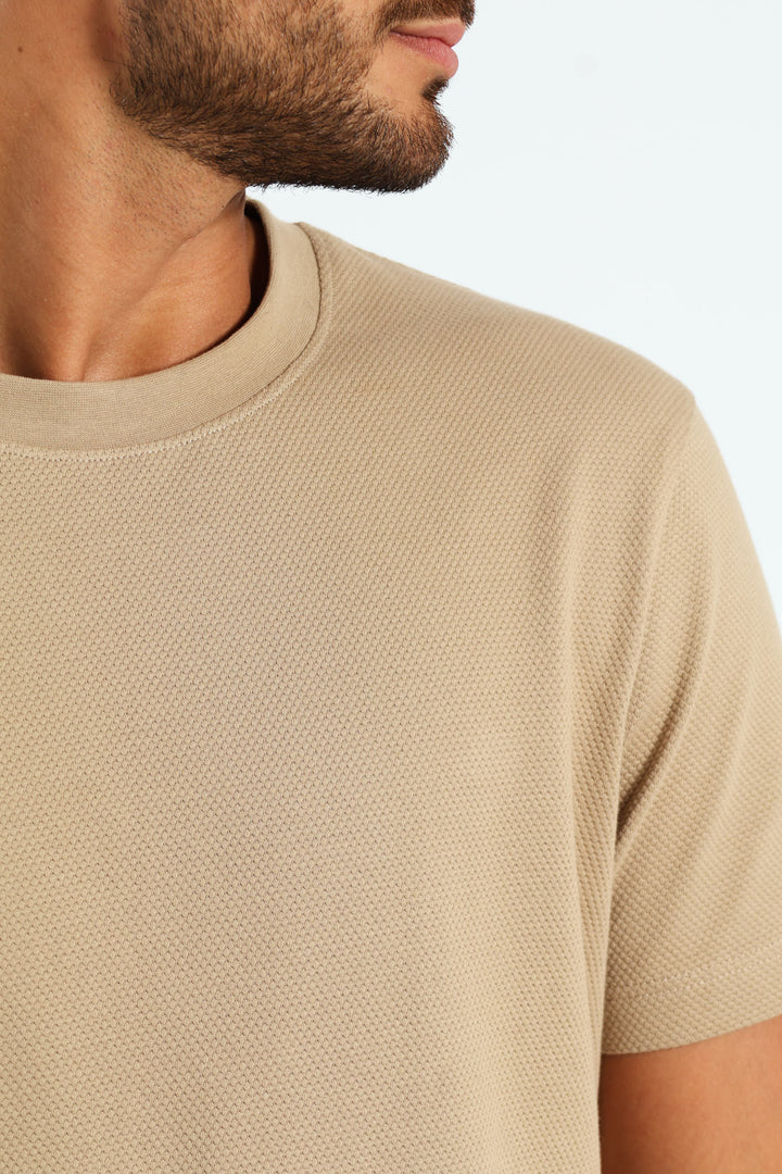 Waffle Crew Tee - Taupe