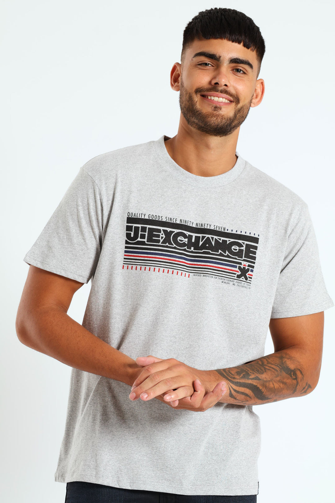 Printed Tee - Grey Melange