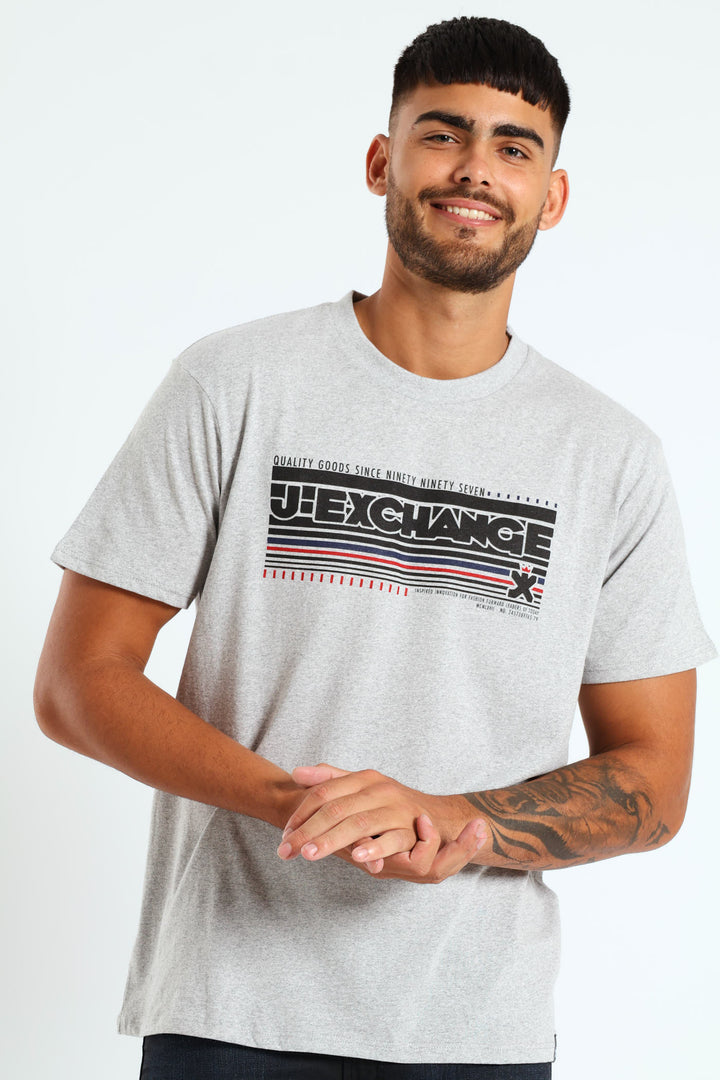 Printed Tee - Grey Melange