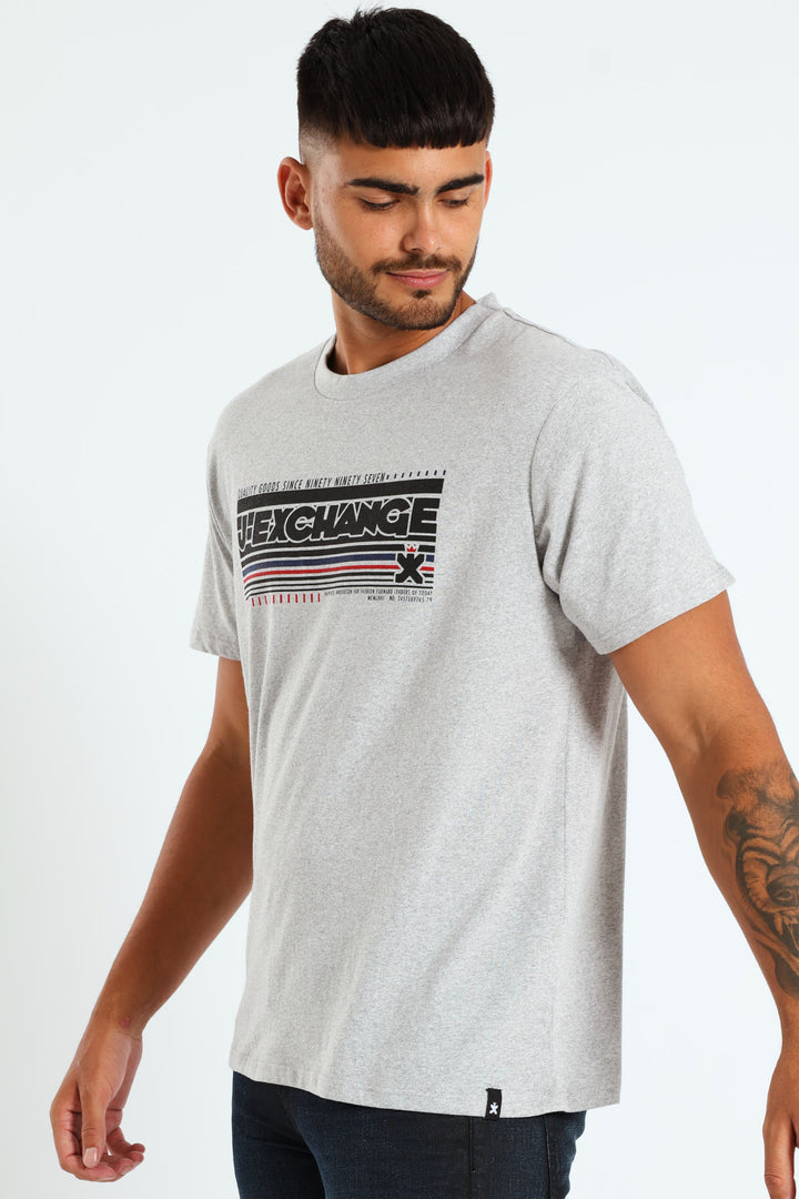 Printed Tee - Grey Melange