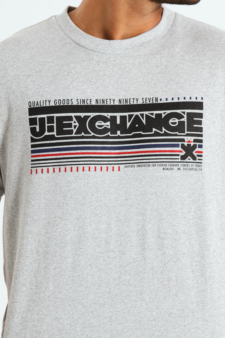 Printed Tee - Grey Melange
