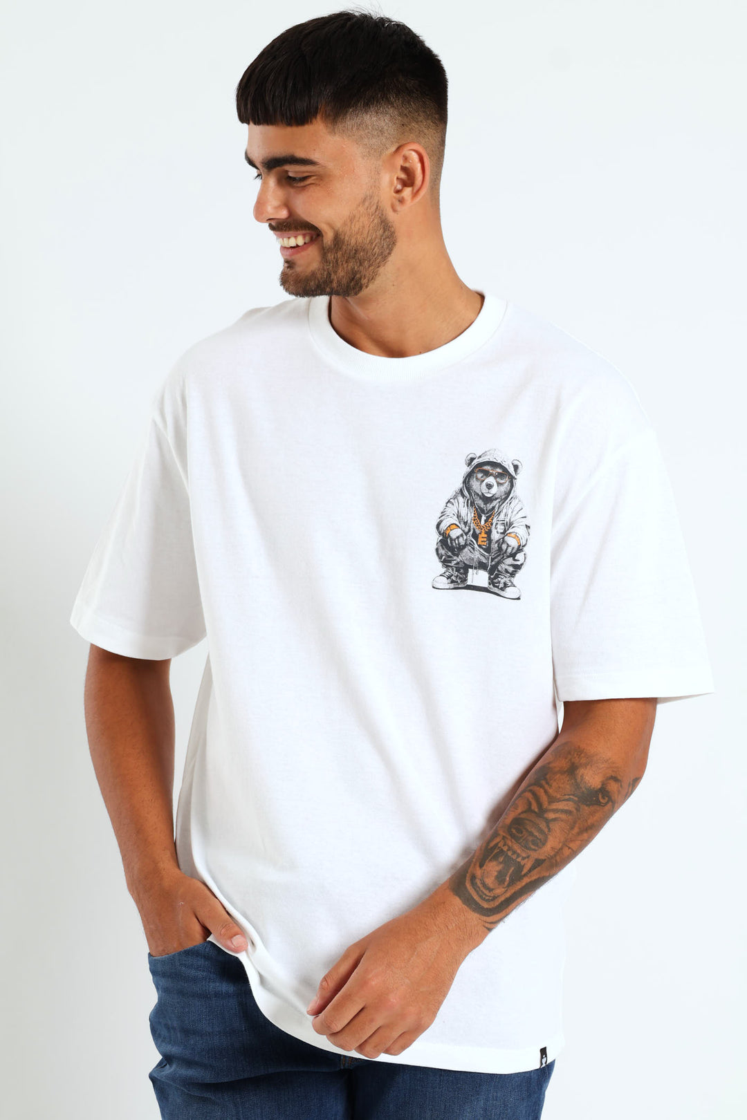 Over Sized Printed Tee - White