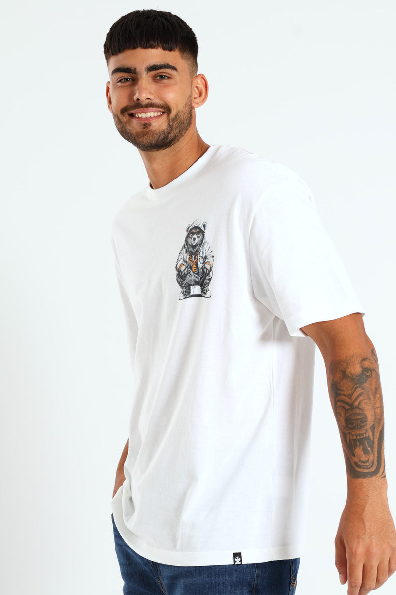 Over Sized Printed Tee - White