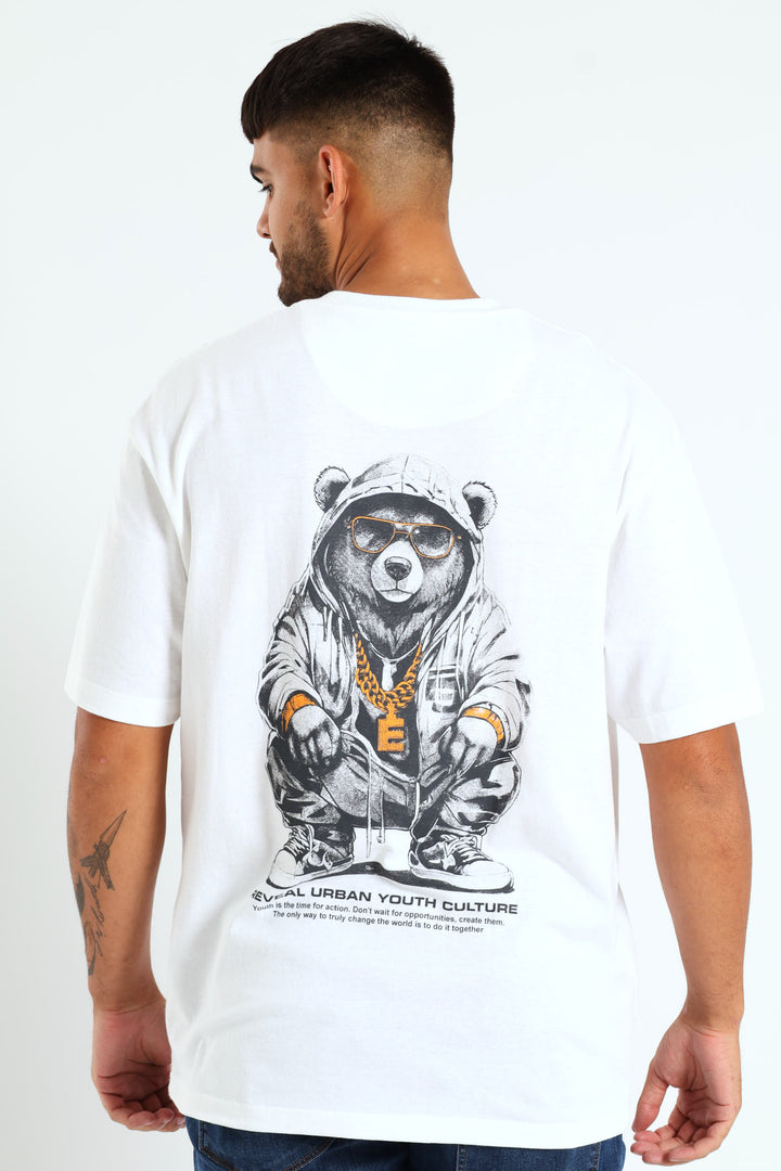 Over Sized Printed Tee - White