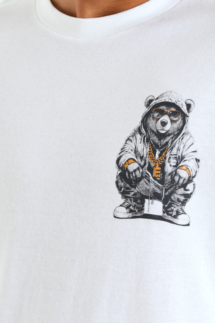 Over Sized Printed Tee - White