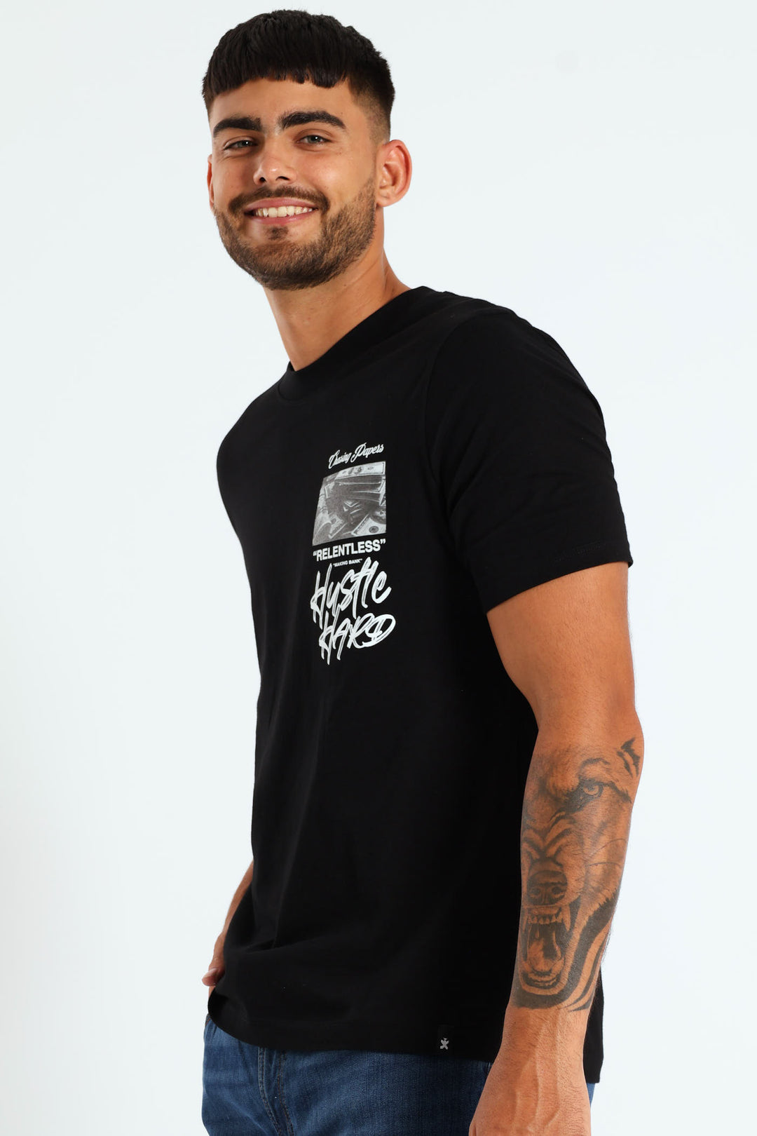 Money Front & Back Print Tee - Black