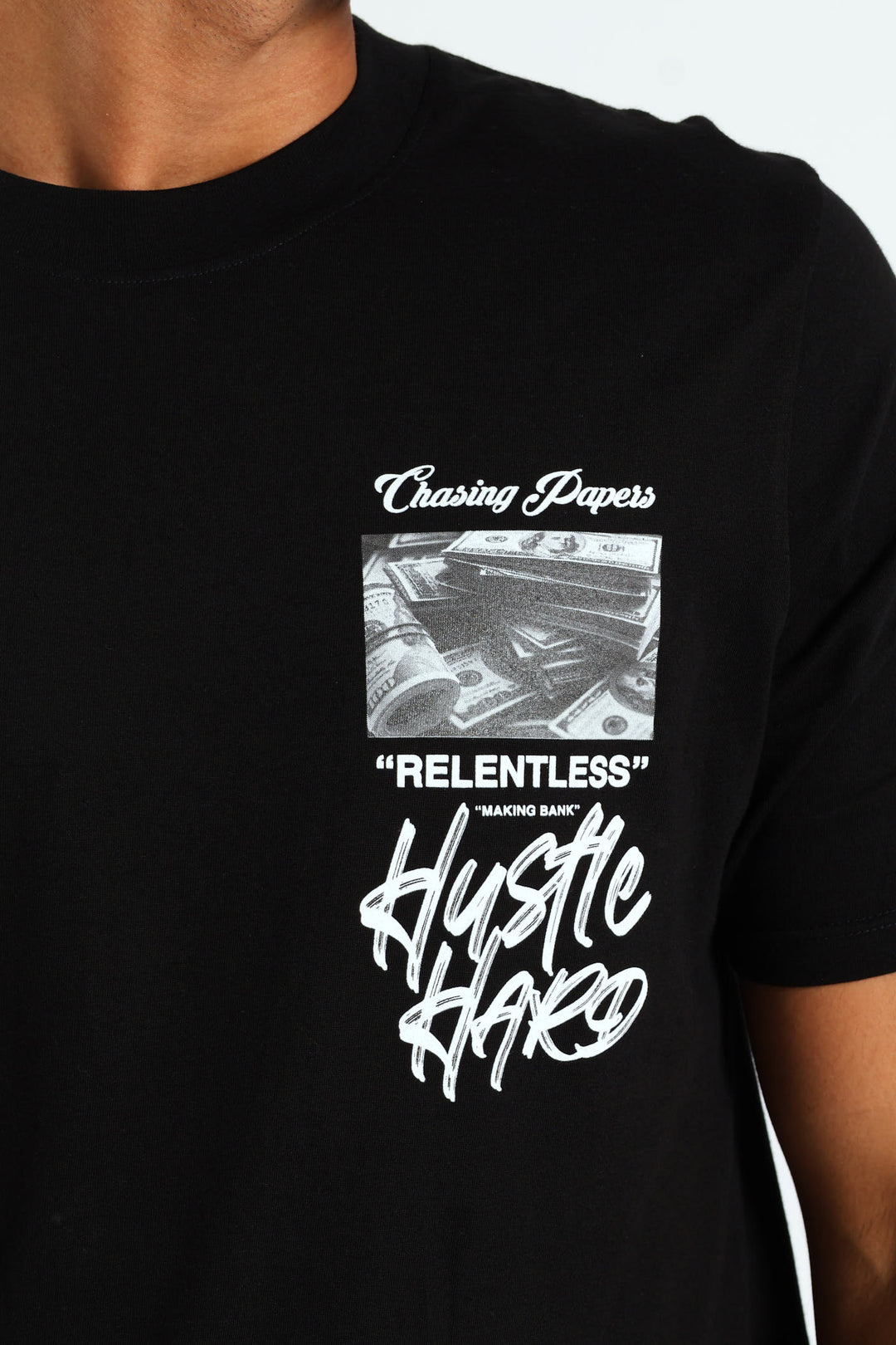 Money Front & Back Print Tee - Black