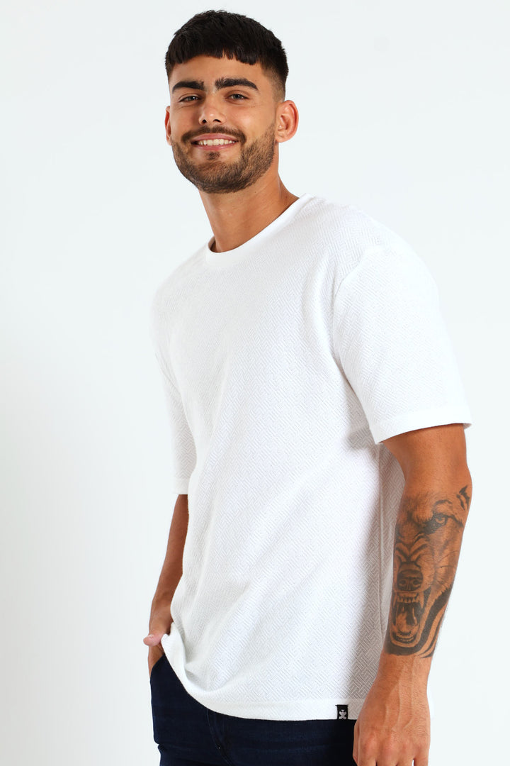 Pointelle Textured Tee - White