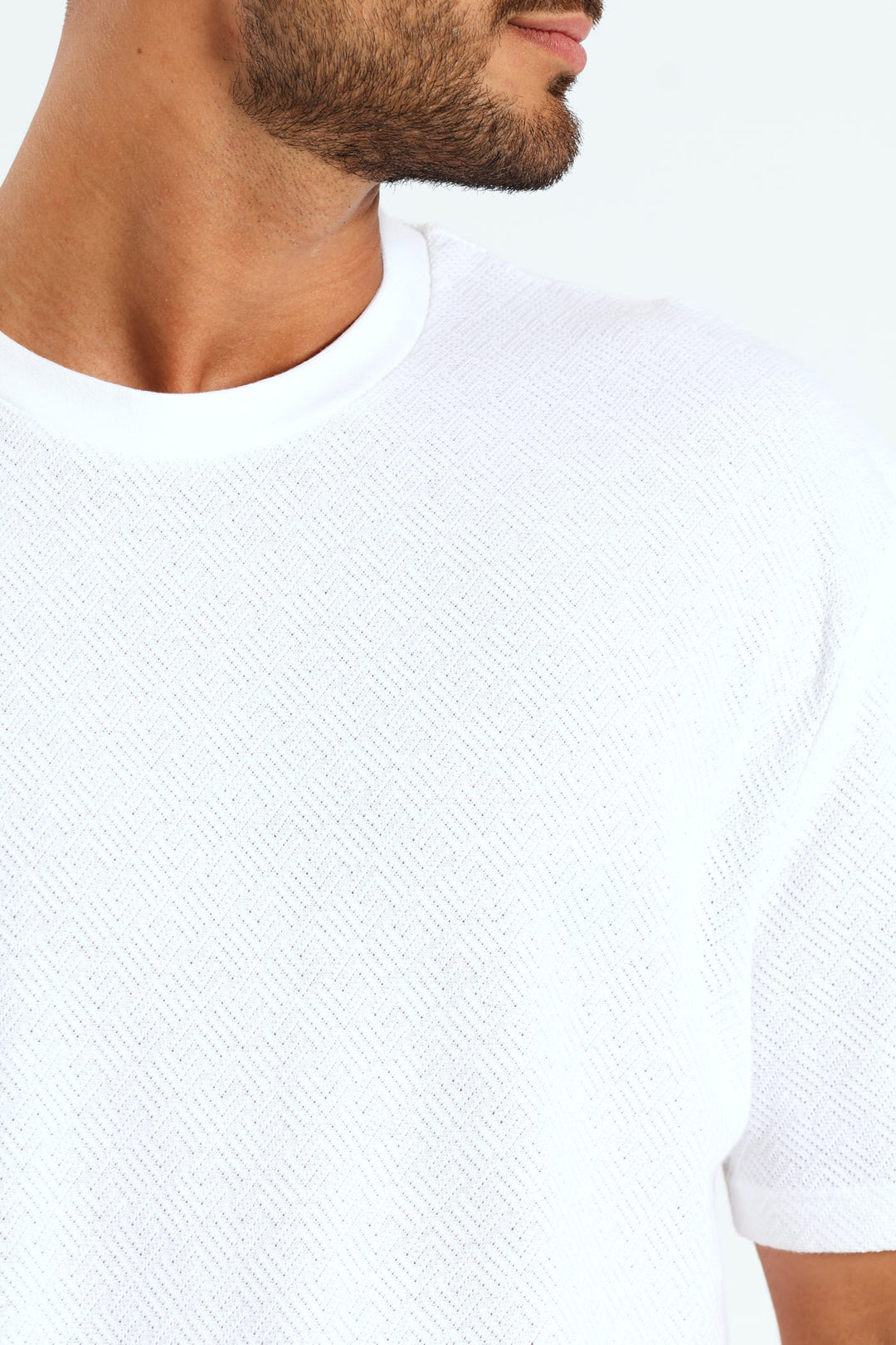 Pointelle Textured Tee - White