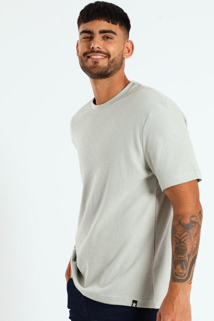Pointelle Textured Tee - Grey